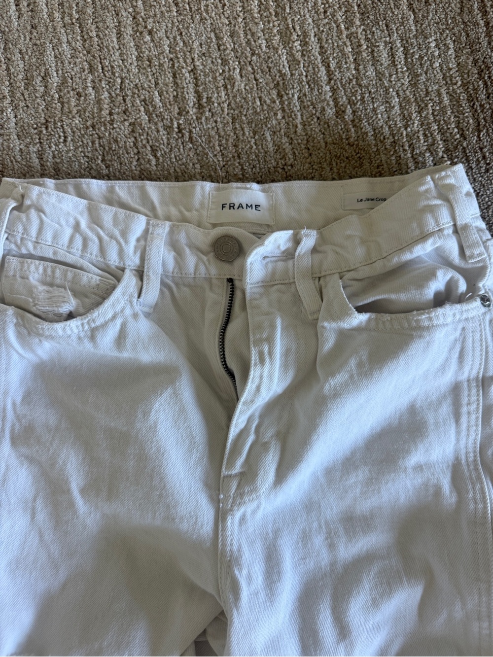 FRAME White High-Rise Crop Jeans
